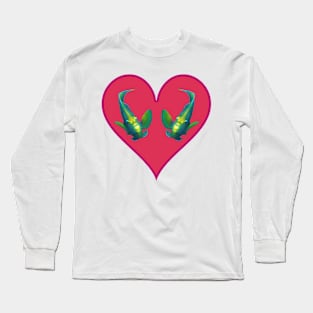 Angelfish twins abstract | Underwater heart design on white background | Long Sleeve T-Shirt